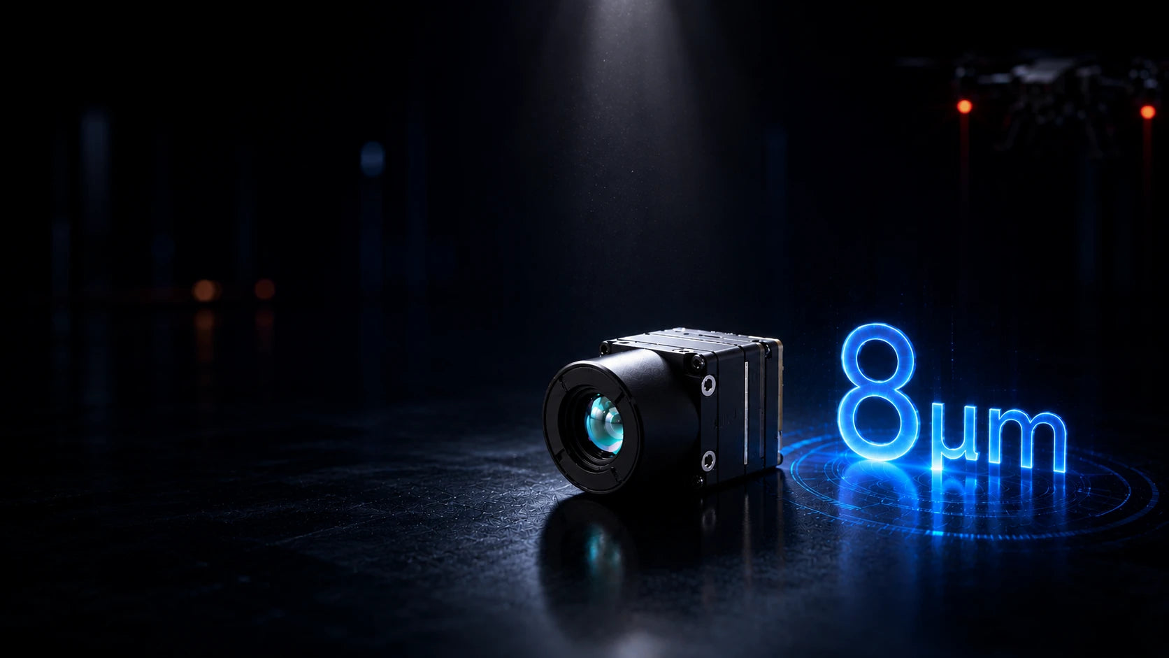 Banner of In the darkness, a beam of light shines on the TIF 8um thermal imaging module