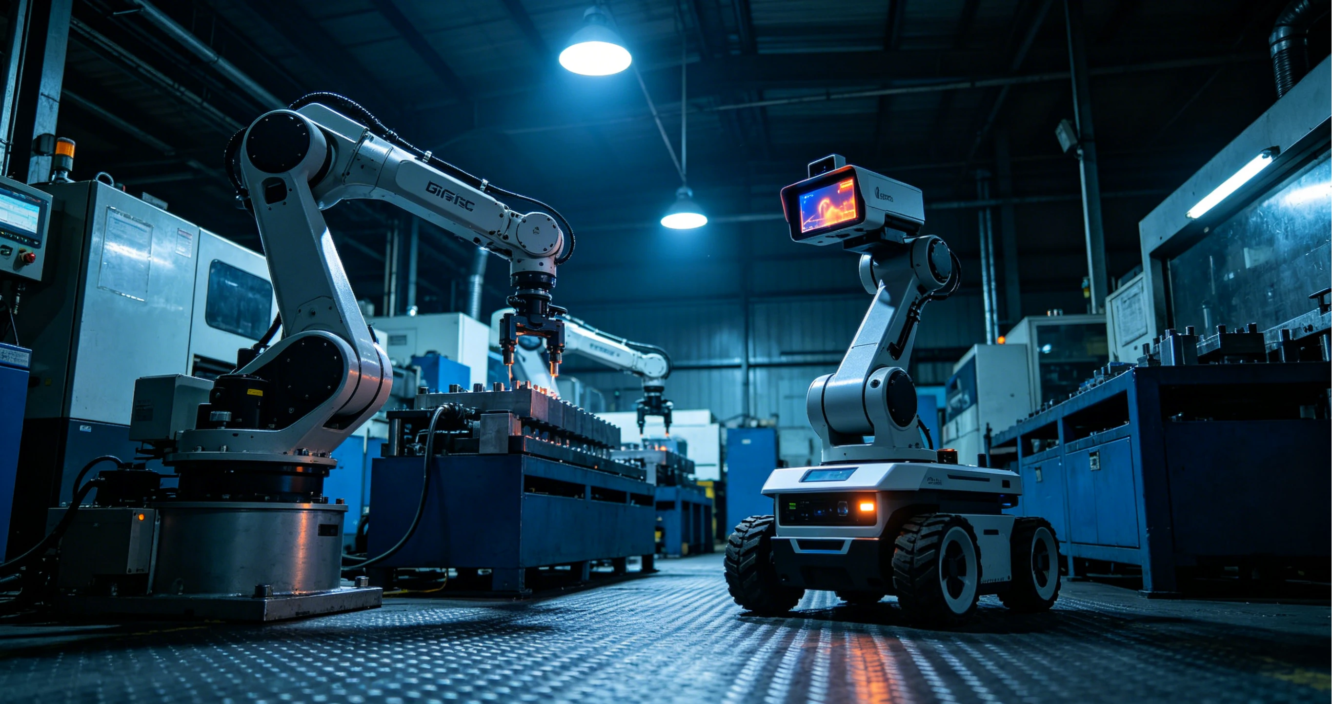 Industrial robot with embedded thermal vision module performs non-contact temperature detection on production line