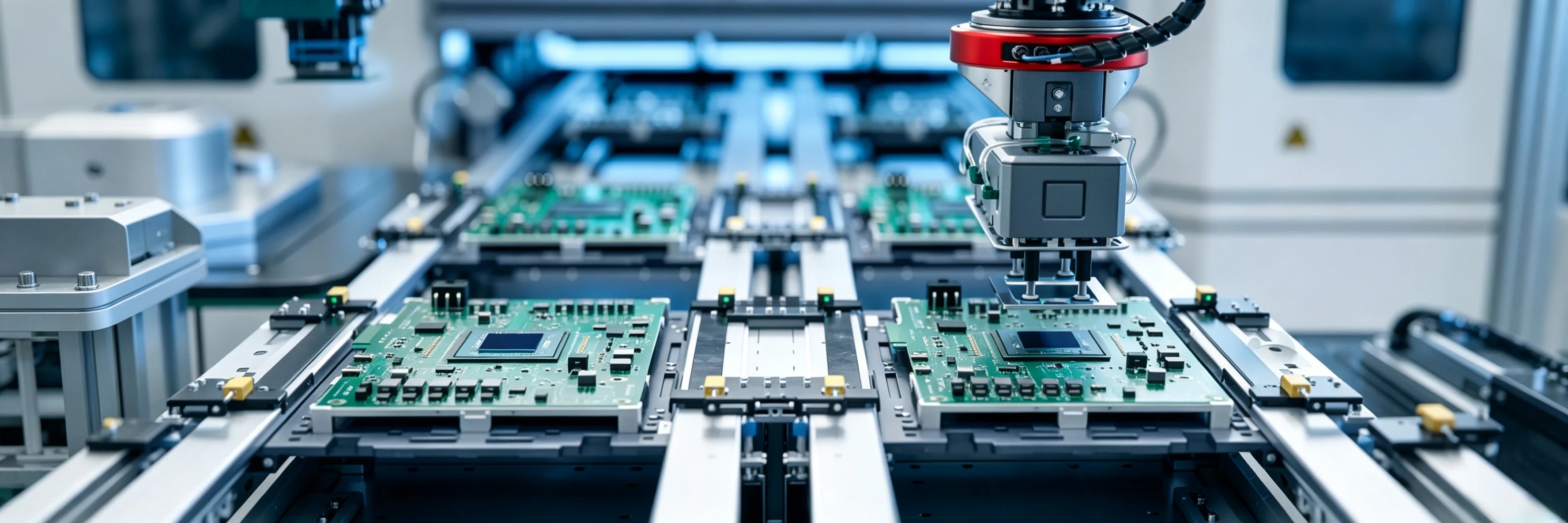 An image showing the core VOx infrared focal plane chip inside a thermal imaging module during the surface-mount process, in which it is mounted onto the driver board using an automated placement machine.